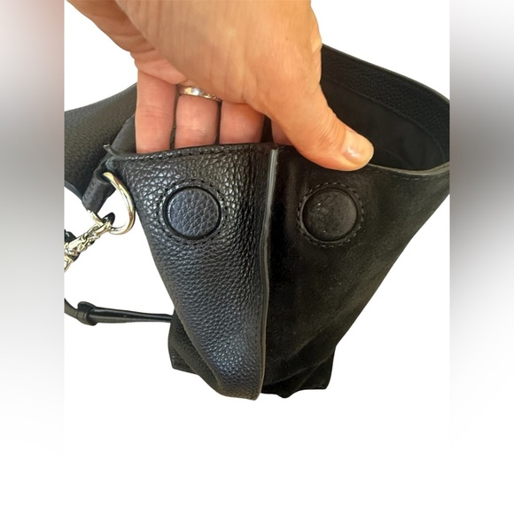 Rebecca Minkoff Keith black pebbled leather suede medium size satchel purse - Picture 8 of 14